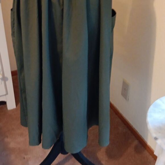 Olive Green Midi Slip Dress with Elastic Ruched Back. Coastal Cowgirl, Akubi - Picture 10 of 14